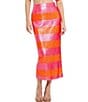 Color:Hot Pink Multi - Image 1 - Sequin Stripe Midi Pencil Skirt