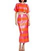 Color:Hot Pink Multi - Image 3 - Sequin Stripe Midi Pencil Skirt