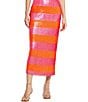 Color:Hot Pink Multi - Image 4 - Sequin Stripe Midi Pencil Skirt