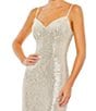 Color:Nude Silver - Image 3 - Sequin Sweetheart Neck Sleeveless Column Gown