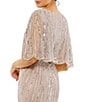 Color:Vintage Rose - Image 4 - Sequin Twist Waist V-Neck Flutter Short Sleeve Flutter Hem Sheath Gown