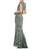 Color:Forest Green - Image 2 - Sequin V-Neck Thigh High Slit Sleeveless Sheath Gown