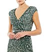 Color:Forest Green - Image 3 - Sequin V-Neck Thigh High Slit Sleeveless Sheath Gown