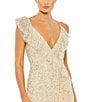 Color:Nude - Image 3 - Sequin V-Neck Sleeveless Cascading Wrap Ruffle Gown