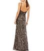 Mac Duggal Sequin V-Neck Sleeveless Faux Wrap Side Slit Gown, Color:Bronze - Image 2