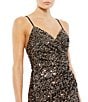 Mac Duggal Sequin V-Neck Sleeveless Faux Wrap Side Slit Gown, Color:Bronze - Image 3