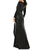 Mac Duggal Sequin Wrap Long Sleeve A-Line Gown, Color:Black - Image 2