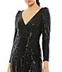 Mac Duggal Sequin Wrap Long Sleeve A-Line Gown, Color:Black - Image 3