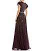 Mac Duggal Sequin Wrap Over Surplice V-Neck Ruffle Cap Sleeve Gown, Color:Blackberry - Image 2