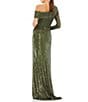Mac Duggal Sequined Drop Shoulder Faux Wrap Gown, Color:Olive - Image 2