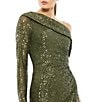 Mac Duggal Sequined Drop Shoulder Faux Wrap Gown, Color:Olive - Image 3