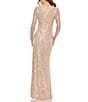 Mac Duggal Sequined Long Sleeve Side Knot Gown, Color:Rose Gold - Image 2