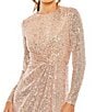 Mac Duggal Sequined Long Sleeve Side Knot Gown, Color:Rose Gold - Image 3