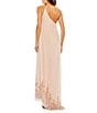 Mac Duggal Sheer Chiffon Beaded One Shoulder Asymmetrical Flowy Caftan Gown, Color:Rose - Image 2