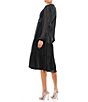 Color:Black - Image 2 - Sheer Long Sleeve Ruched Surplice V-Neck Tiered Midi Dress
