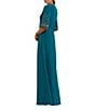 Mac Duggal Short Beaded Sleeve Crepe A-Line Gown, Color:Ocean - Image 2
