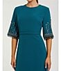 Mac Duggal Short Beaded Sleeve Crepe A-Line Gown, Color:Ocean - Image 3