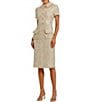 Mac Duggal Short Sleeve Boucle Collared Button Up Midi Dress, Color:Gold Multi - Image 1