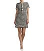 Mac Duggal Short Sleeve Button Up Mini Dress - Image 1