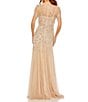 Mac Duggal Short Sleeve Illusion Neck Sequin Embellished A-Line Gown, Color:Nude Silver - Image 2