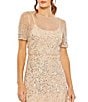 Mac Duggal Short Sleeve Illusion Neck Sequin Embellished A-Line Gown, Color:Nude Silver - Image 3