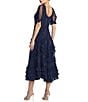 Mac Duggal Short Sleeve Micro Ruffle Mesh Aline Midi Dress - Image 2