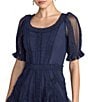 Mac Duggal Short Sleeve Micro Ruffle Mesh Aline Midi Dress - Image 3