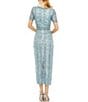 Color:French Blue - Image 2 - Short Sleeve Sequined Beaded Sheath Midi Dress