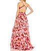 Color:Pink Multi - Image 2 - Side Cut Out Tiered Floral Print Chiffon Ballgown