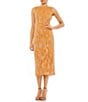 Color:Saffron - Image 1 - Sleeveless Abstract Beaded Midi Dress