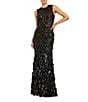 Mac Duggal Sleeveless Beaded Sequin Mesh Mermaid Gown, Color:Black Nude - Image 1