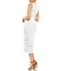 Mac Duggal Sleeveless Floral Beaded Striped Sequin Sheath Midi Dress, Color:White - Image 2