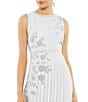 Mac Duggal Sleeveless Floral Beaded Striped Sequin Sheath Midi Dress, Color:White - Image 3
