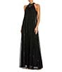 Mac Duggal Sleeveless Halter Neck Mesh Sequin Gown, Color:Black - Image 1