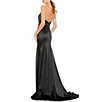 Color:Black - Image 2 - Sleeveless Jeweled Strap Sweetheart Neck Satin Slip Gown