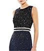 Mac Duggal Sleeveless Sequined Chiffon Midi Dress, Color:Navy - Image 3