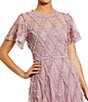 Mac Duggal Solid Mesh Dotted Ruffle Gown Dress, Color:Heather - Image 3