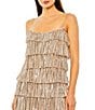 Color:Nude Silver - Image 3 - Spaghetti Strap Tiered Sequin Shift Dress