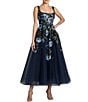 Mac Duggal Square Neck Embroidered Midi Dress - Image 1