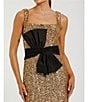 Mac Duggal Square Neck Sequin Front Bow Sheath Gown, Color:Black/Gold - Image 3