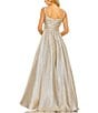 Color:Oyster - Image 2 - Square Neck Sleeveless Metallic Pleated Ball Gown