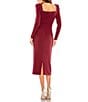 Mac Duggal Square Neck Long Sleeve Midi Dress, Color:Wine - Image 2