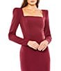 Mac Duggal Square Neck Long Sleeve Midi Dress, Color:Wine - Image 3