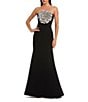 Mac Duggal Strapless 3D Rhinestone Flower Crepe Column Gown, Color:Black - Image 1