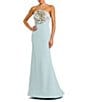 Mac Duggal Strapless 3D Rhinestone Flower Crepe Column Gown, Color:Powder Blue - Image 1