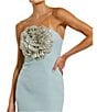 Mac Duggal Strapless 3D Rhinestone Flower Crepe Column Gown, Color:Powder Blue - Image 3