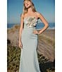 Mac Duggal Strapless 3D Rhinestone Flower Crepe Column Gown, Color:Powder Blue - Image 5