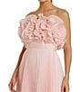 Mac Duggal Strapless 3D Ruffle Bodice Pleated Chiffon Aline Gown, Color:Blush - Image 3