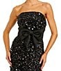 Mac Duggal Strapless Belted Bow Sequin Dress, Color:Black - Image 3
