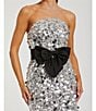 Mac Duggal Strapless Belted Bow Sequin Midi Dress, Color:Black Silver - Image 3